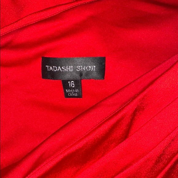 NWOT Tadashi Shoji Ember One-Shoulder Draped Gown lava red Sz 16 - Picture 7 of 8